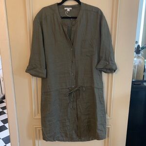 James Perse Linen Drawstring Shirt Dress (4/XL)